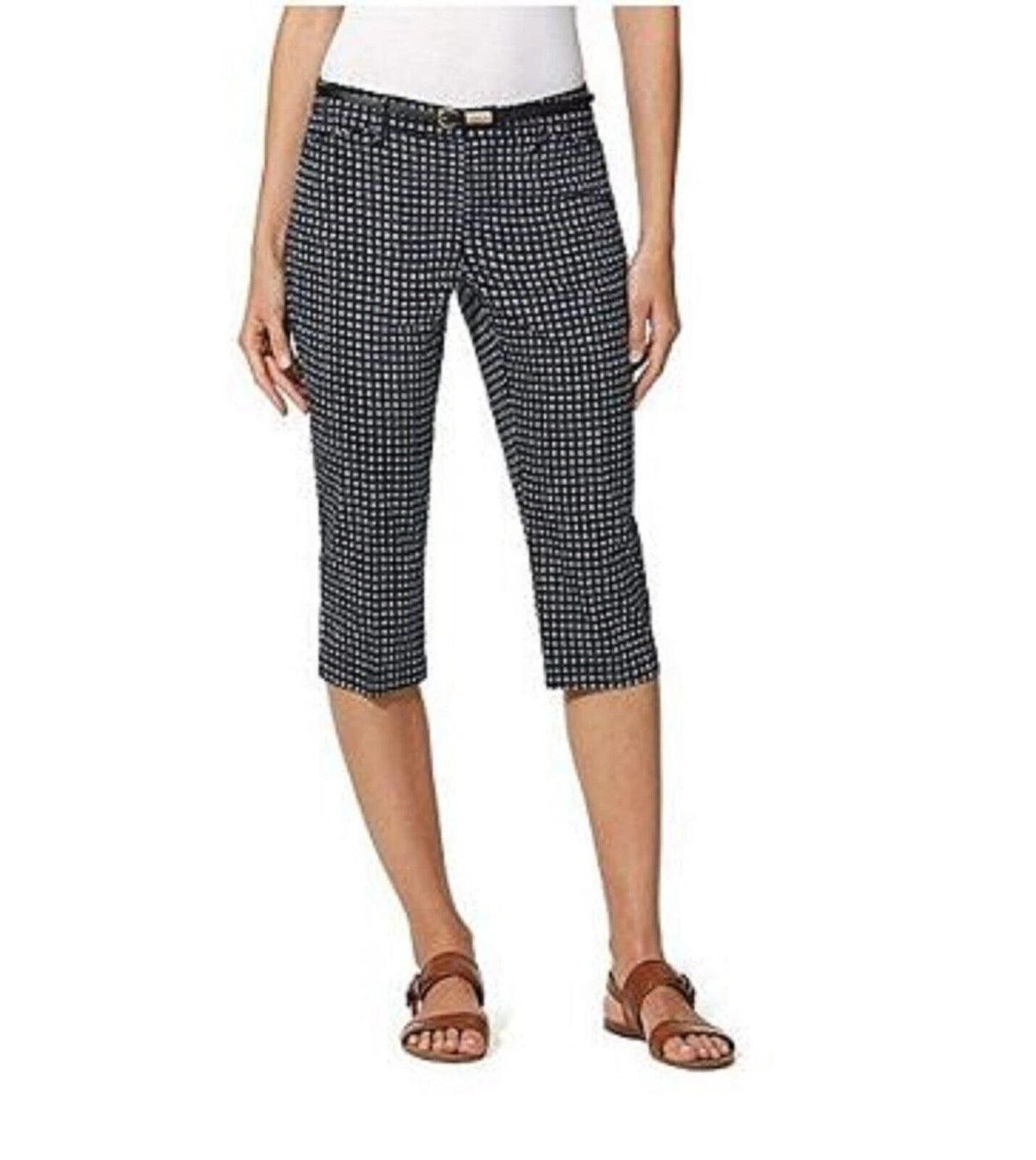 Gloria Vanderbilt Ladies' Anita Belted Capri pant, MIDNIGHT Affair, 6-1