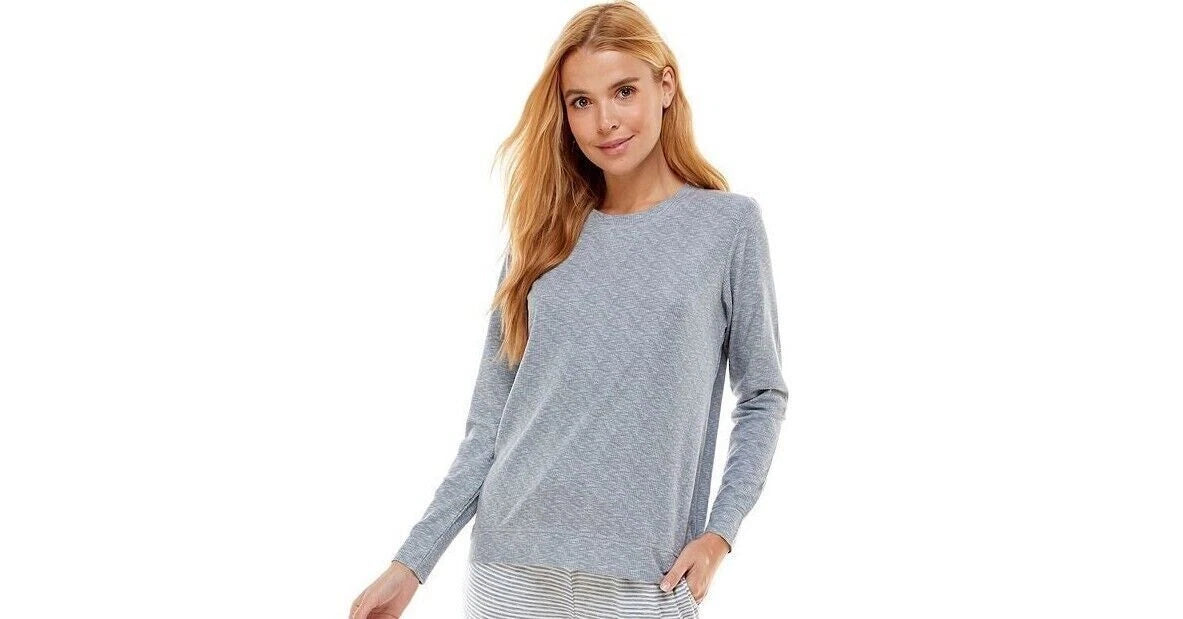Roudelain Women's Whisperluxe Waffle Knit Long Sleeve Pajama Top, Tradewinds, L
