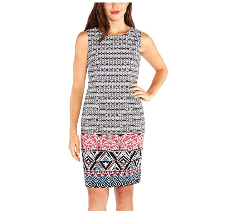 Mario Serrani Ladies Shift Dress, BLACK - WHITE PATTERN, 4