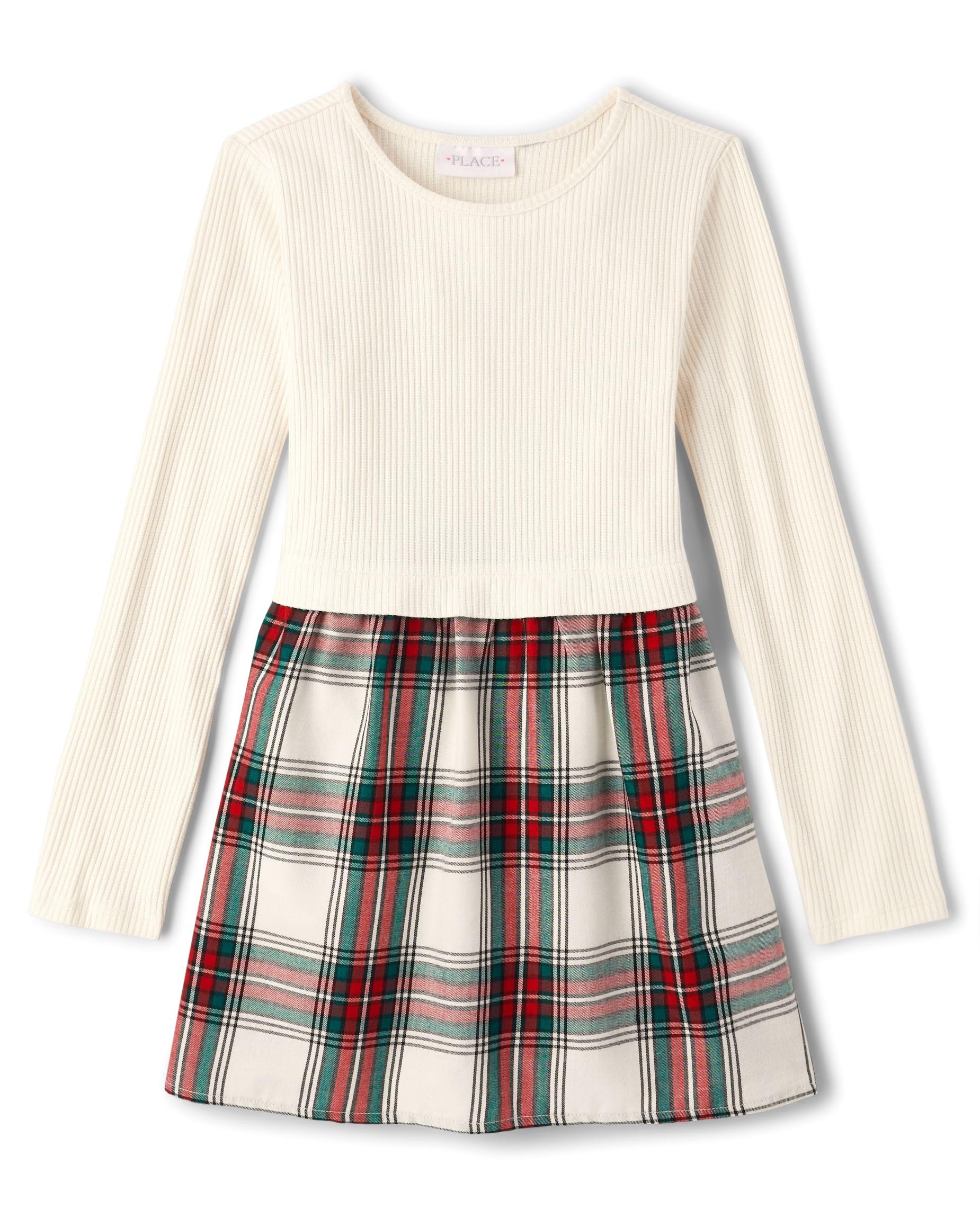 The Children's Place Girls Printed Skater Dress, Long Sleeve