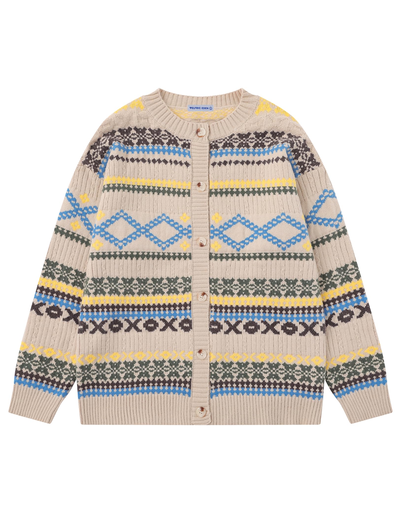 Aelfric Eden Cardigan Sweater Vintage Open Front Knit Cardigans Graphic Color Blocking Sweaters Streetwear 2025 Outfits