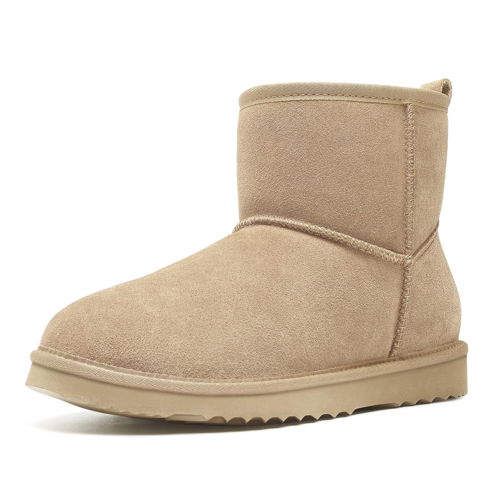 Litfun Genuine Suede Mini Boots for Women Winter Warm Fuzzy Boots Comfort Snow Boots with Fur Lined-32