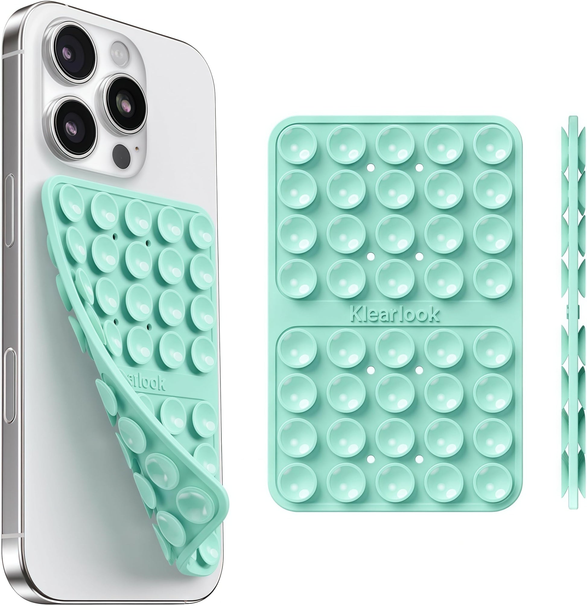 Klearlook Silicone Suction Cup Phone Case Mount Double Sided, Sticky Phone Grip with Higher Suction Power for Cell Phone, Hands-Free Phone Accessories Holder for Selfies and Videos, Transparent