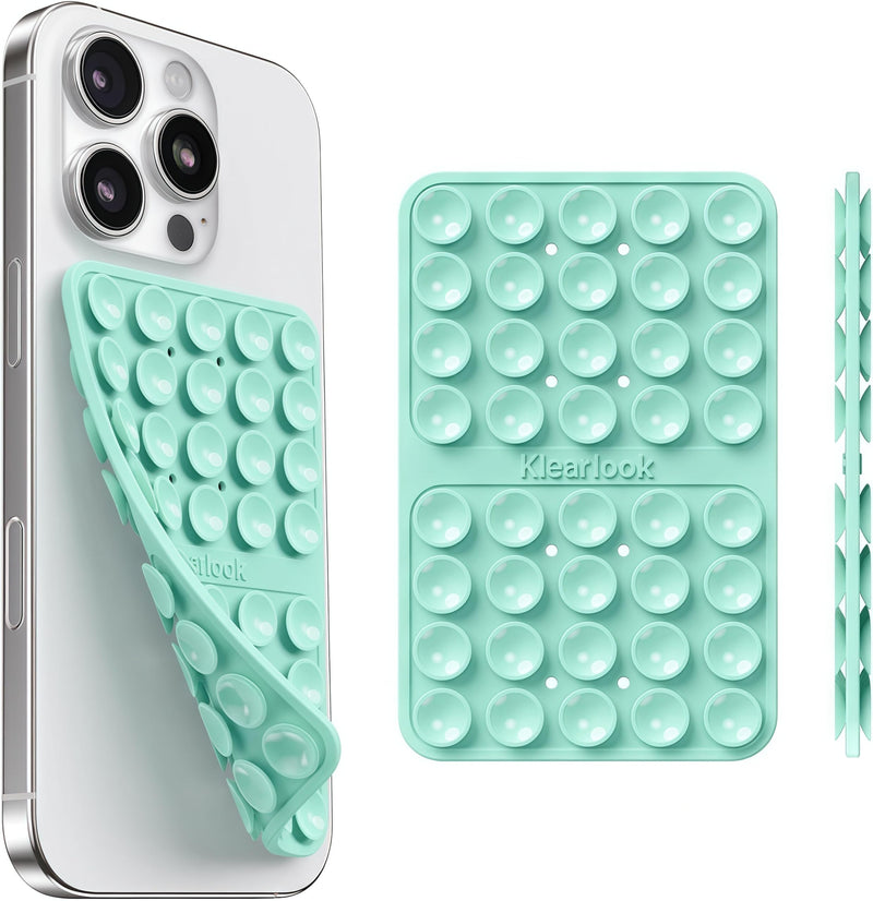 Klearlook Silicone Suction Cup Phone Case Mount Double Sided, Sticky Phone Grip with Higher Suction Power for Cell Phone, Hands-Free Phone Accessories Holder for Selfies and Videos, Transparent