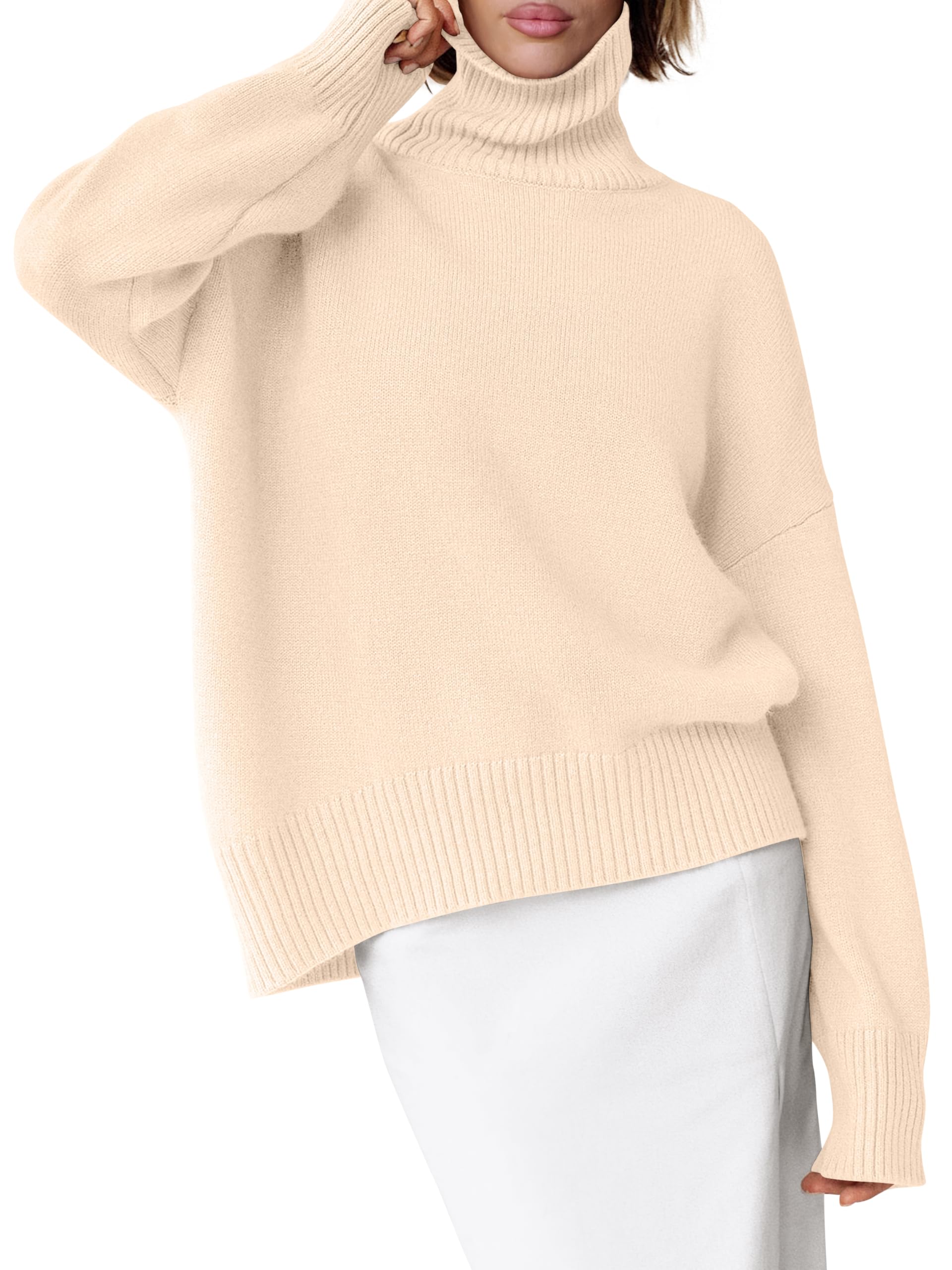 ANRABESS Womens Turtleneck Sweaters Oversized Chunky Long Sleeve Knit High Low Hem Pullover Top 2025 Fall Winter Fashion-12