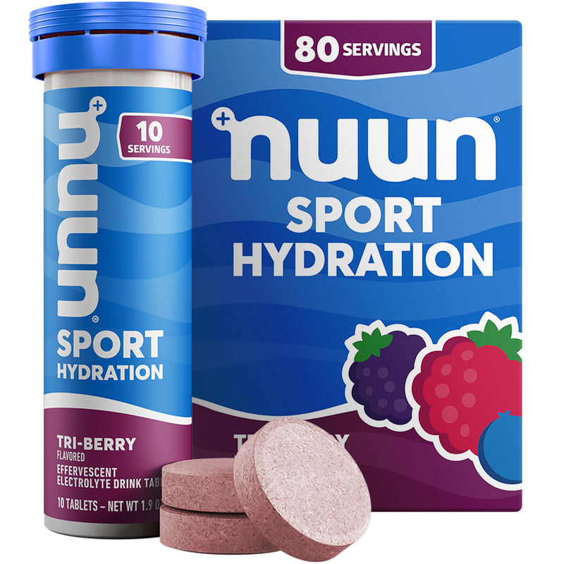 Nuun Sport Electrolyte Tablets with Magnesium, Calcium, Potassium, Chloride & Sodium, Gluten Free & Vegan, Tri-Berry, 4 Pack (40 Servings Total)