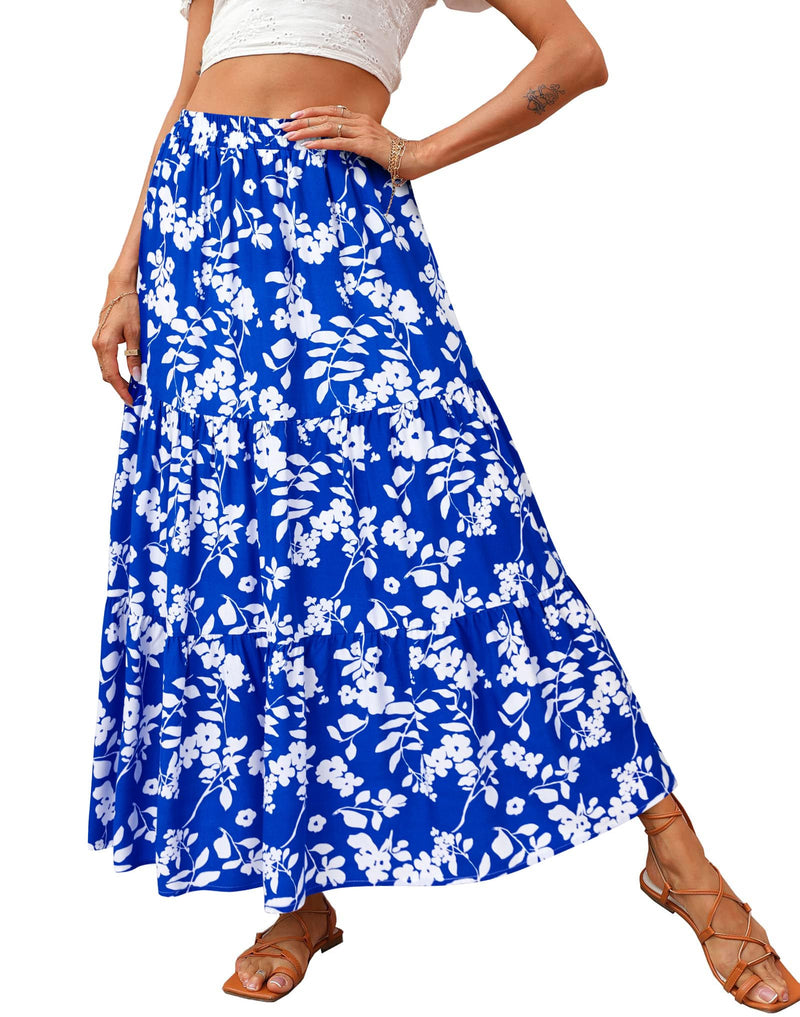 KIRUNDO Maxi Skirts for Women 2026 Summer Boho Floral High Waist Casual Flowy Long Skirt Beach Vacation Cruise Resort Wear