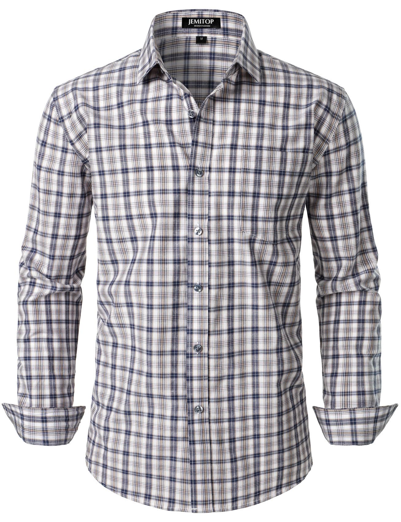 JEMITOP Men's Transitional Weather Slim Fit Long Sleeve Button Down Shirt Business Casual Dress Shirts with Pocket-32