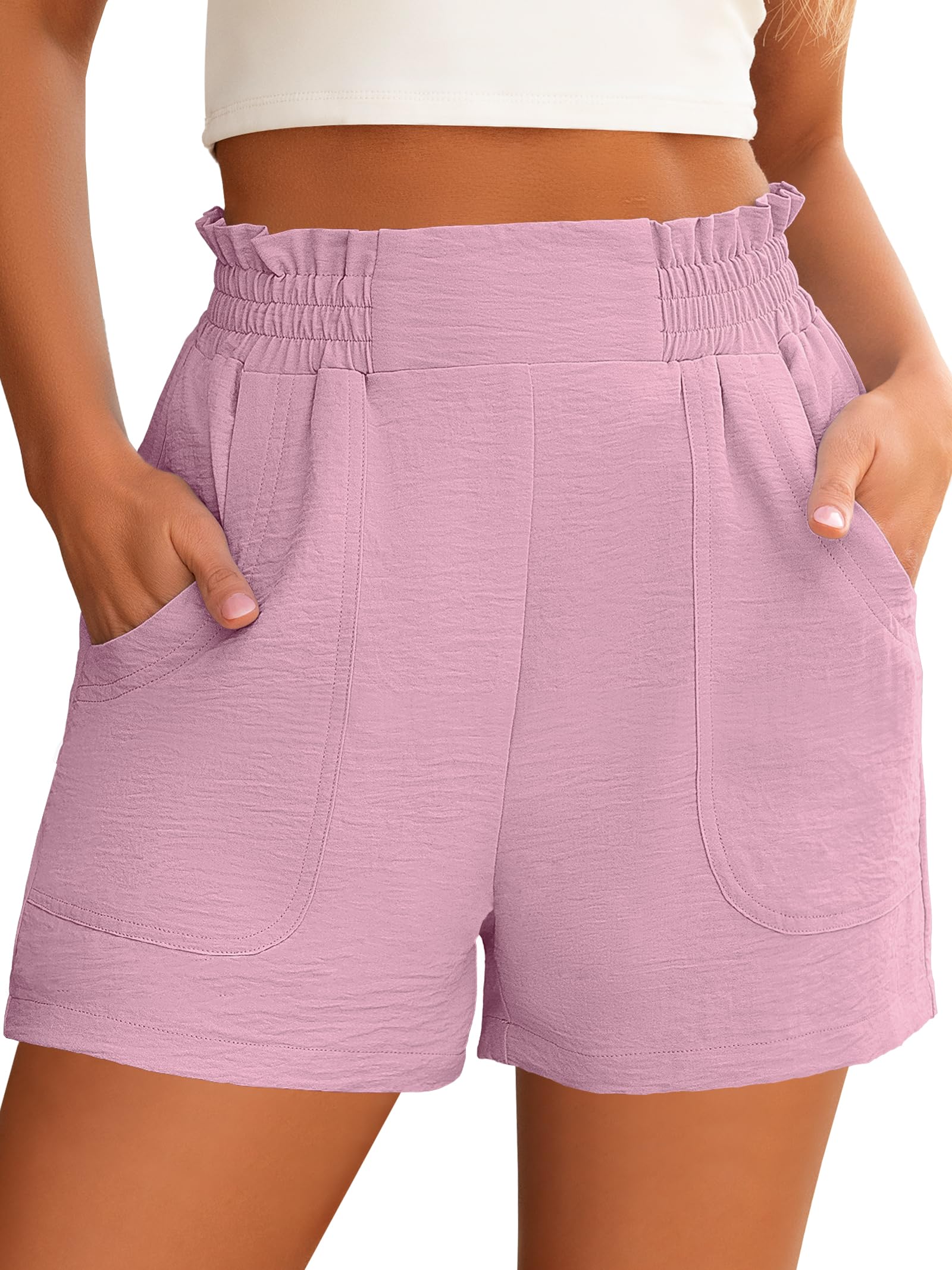 ANRABESS Shorts for Women Summer Casual Elastic High Waisted Wide Leg Cute Dressy Beach Shorts 2026 Vacation Beach Clothes