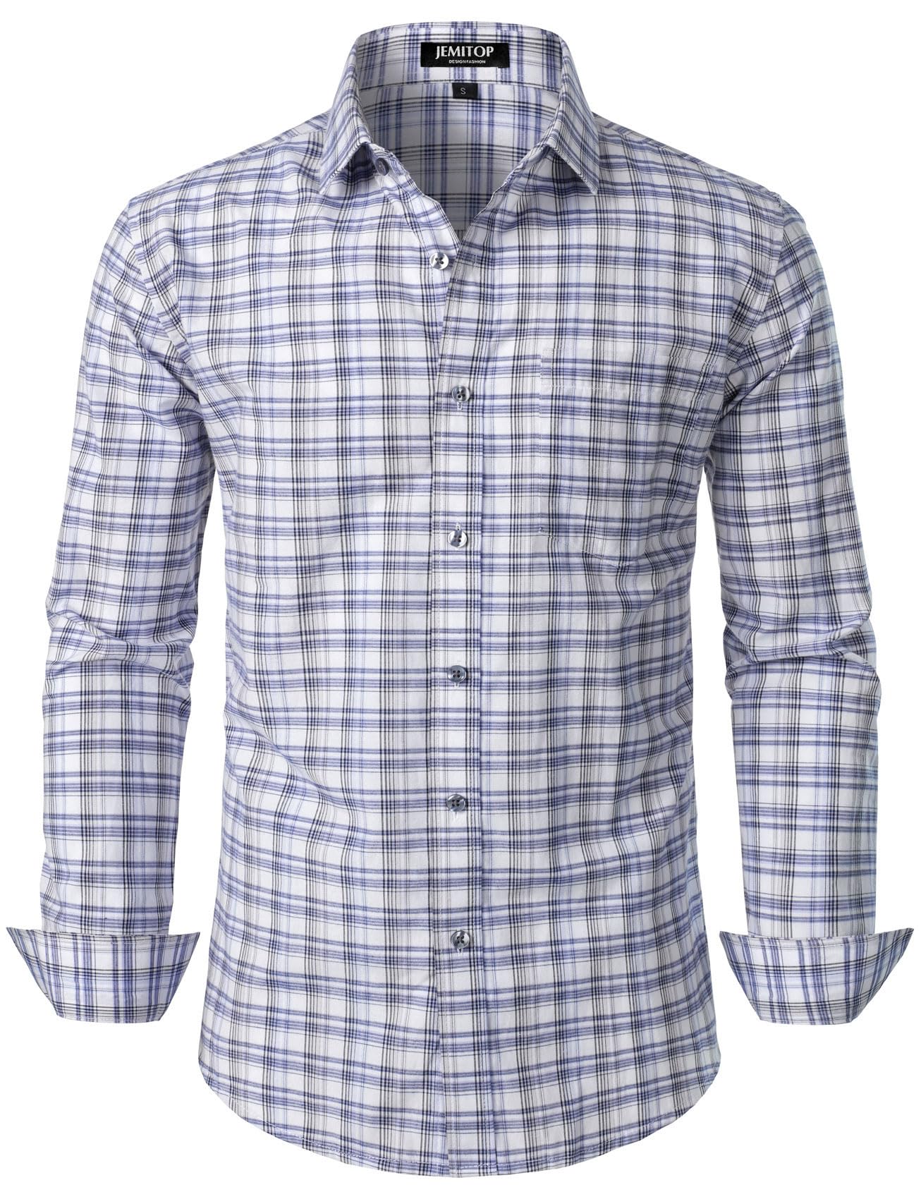 JEMITOP Men's Transitional Weather Slim Fit Long Sleeve Button Down Shirt Business Casual Dress Shirts with Pocket-91