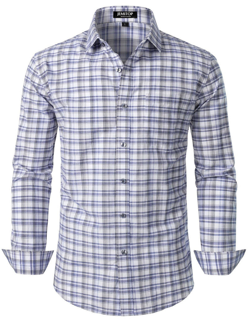 JEMITOP Men's Transitional Weather Slim Fit Long Sleeve Button Down Shirt Business Casual Dress Shirts with Pocket-56