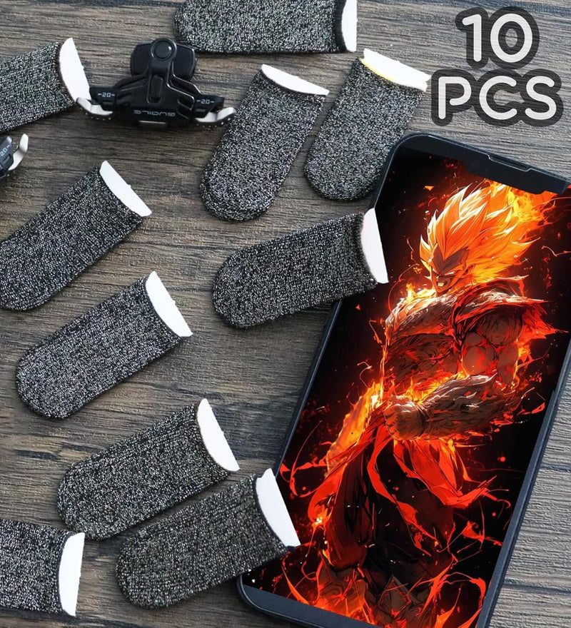 2025 Upgrade: Longer Size Silver Fiber Professional Finger Sleeves for Mobile Gaming–No More Slipping, Maximum Touch Sensitivity, Anti-Sweat, Fits All Touchscreen Devices, 10 Pack (M)