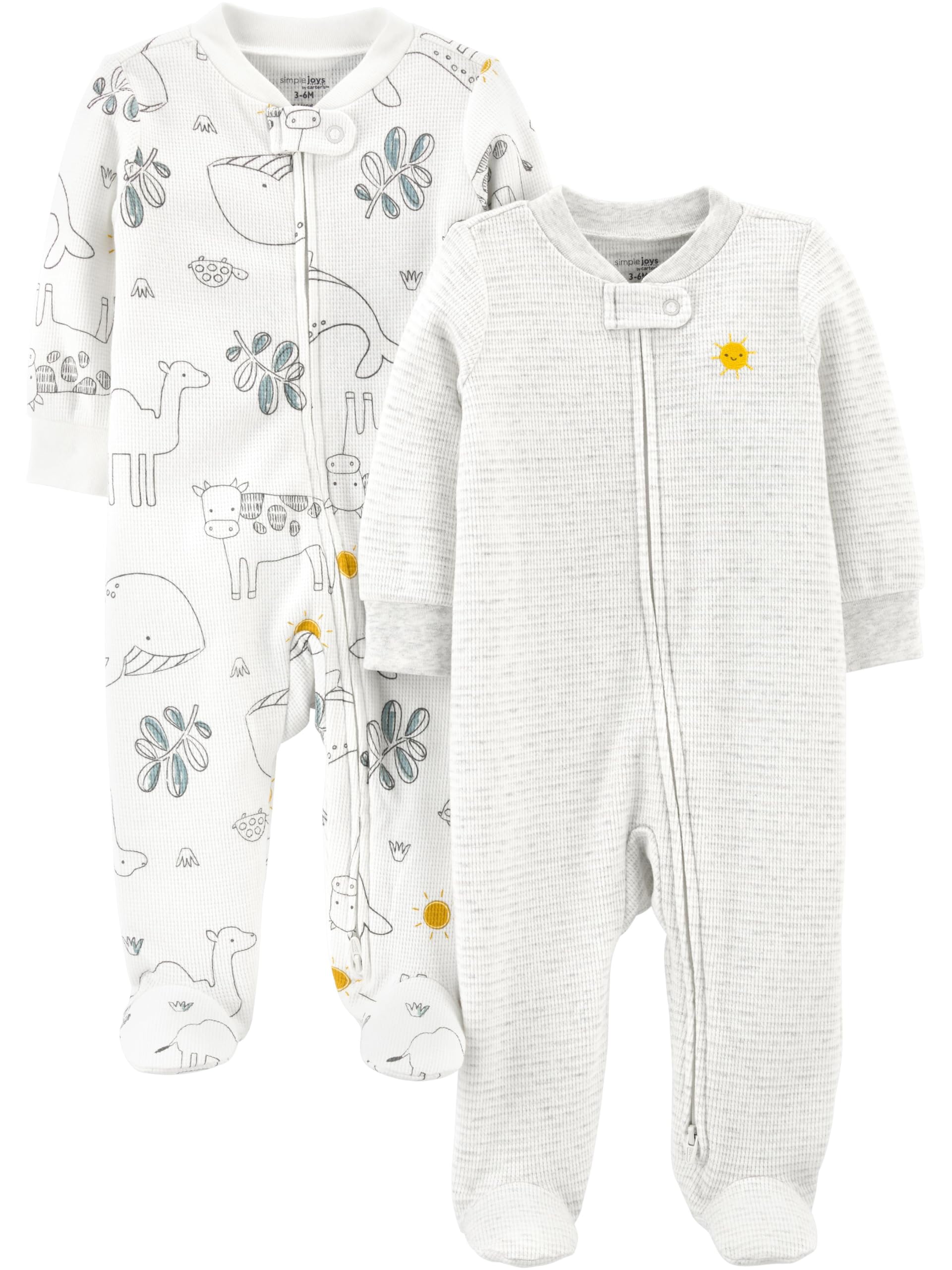 Simple Joys by Carter's unisex-baby 2-way Zip Thermal Footed Sleep and Play, Pack of 2-11