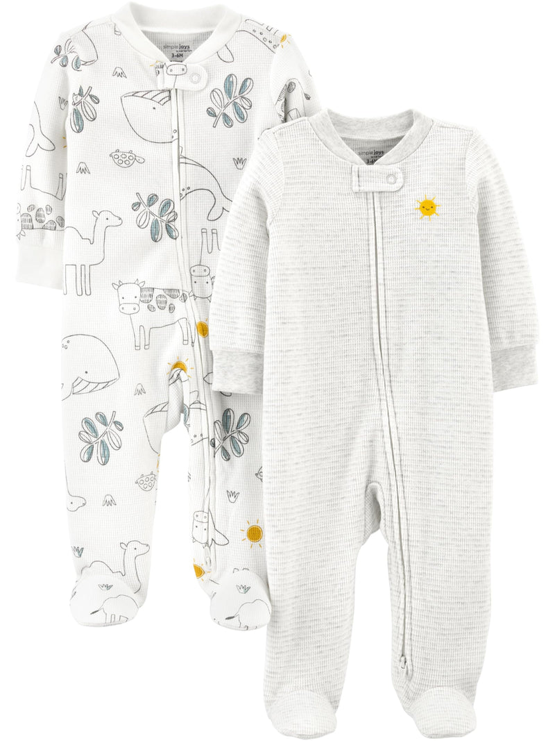 Simple Joys by Carter's unisex-baby 2-way Zip Thermal Footed Sleep and Play, Pack of 2-11