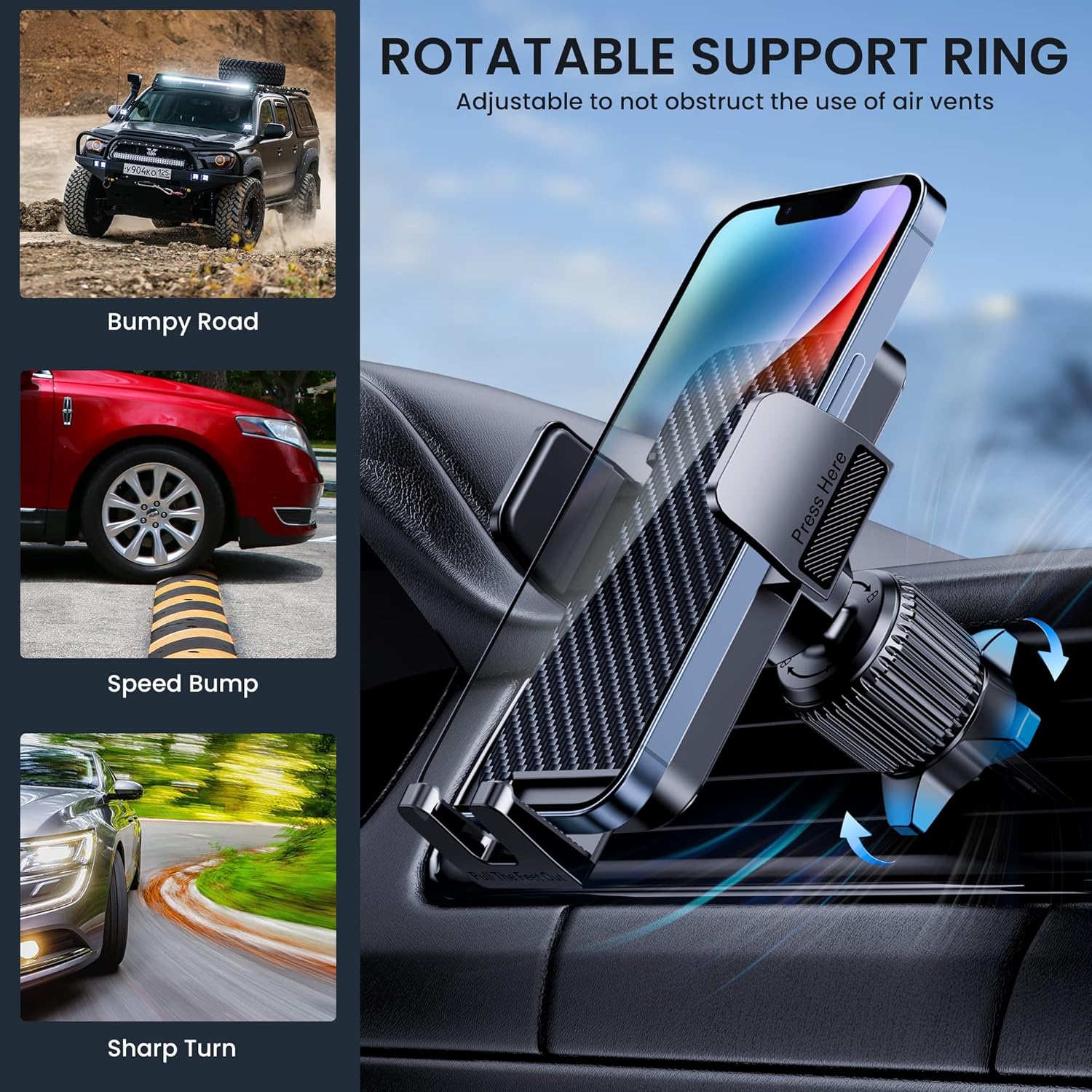 Phone Mount for Car Holders Cell Phon Holder Hands Free Phone Stand for Car Vent Automobile Mount Fit iPhone Android Smartphoe Universal Camera Mount Stabilizers