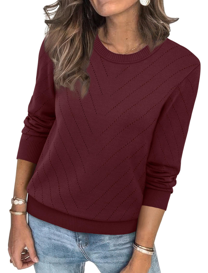 Sampeel Womens Sweaters Crew Neck Long Sleeve Tops Knit Soft Pullover Sweaters Cozy Dressy Casual Shirts Fashion Clothing-55