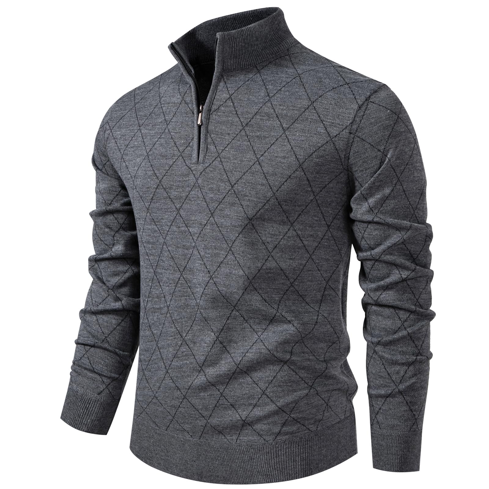 Mylldey 1/4 Zip Pullover Mens Sweaters Lightweight Pullover Soft Men's Knit Long Sleeve Sweater-18