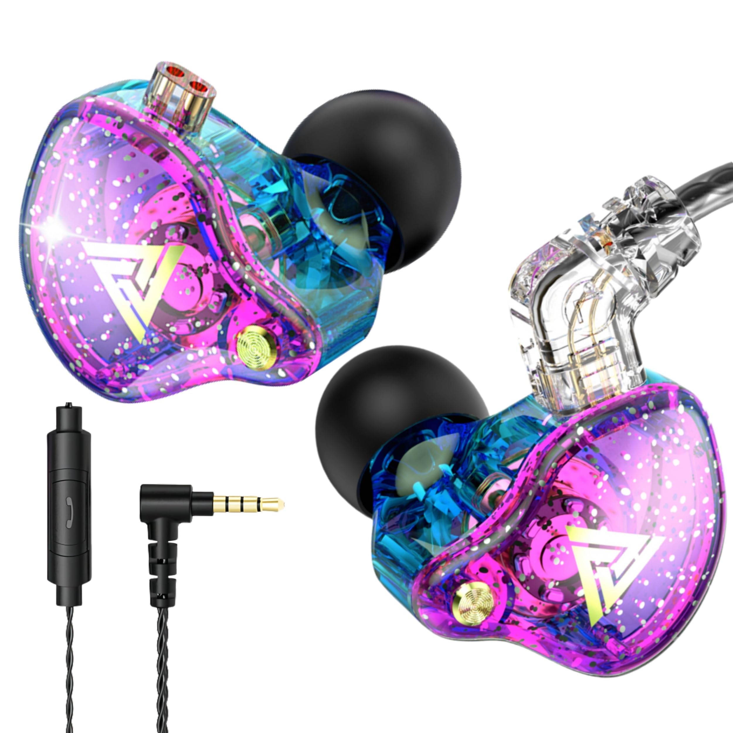 HJX QKZ AK6 Pro Wired IEM for Gaming Earbuds with MIC, in Ear Monitor Headphones, Deep Bass Sound, 1DD 11mm Dynamic Driver, IEM for Music Video Calling (Black)