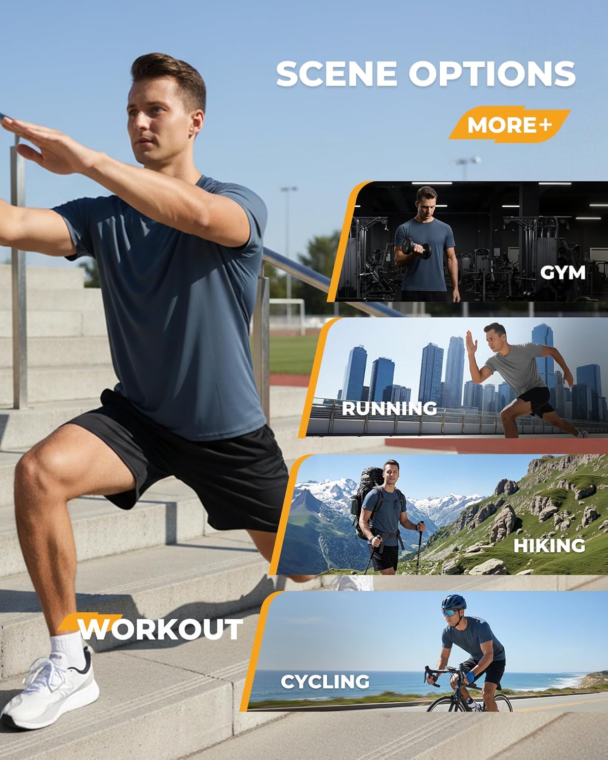 2 Pack Workout Shirts for Men - Black Casual Quick Dry Moisture Wicking Men's T-Shirts for Gym Running Athletic