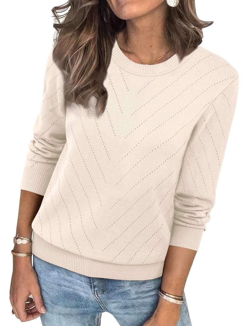 Sampeel Womens Sweaters Crew Neck Long Sleeve Tops Knit Soft Pullover Sweaters Cozy Dressy Casual Shirts Fashion Clothing-32