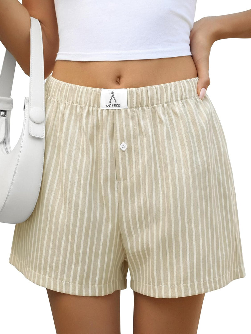 ANRABESS Boxer Shorts for Women Gingham Pajama 2026 Summer Casual Lounge Sleep Plaid Shorts Y2K Beach Bottoms-19