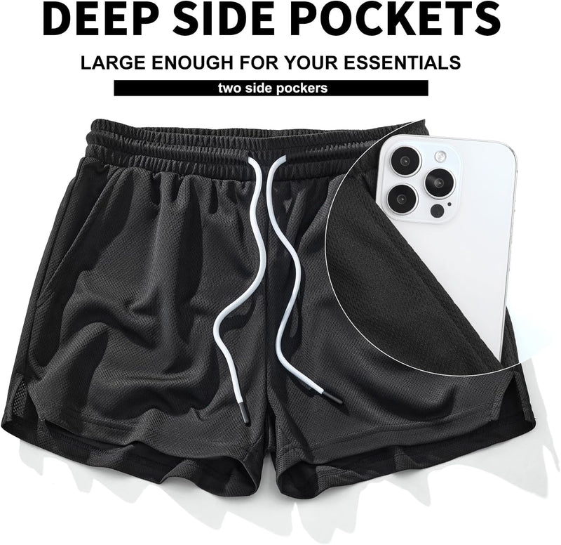 AIMPACT Mens Mesh Running Shorts 3 Inch Quick Dry Lightweight Gym Workout Athletic Shorts for Men with Pockets