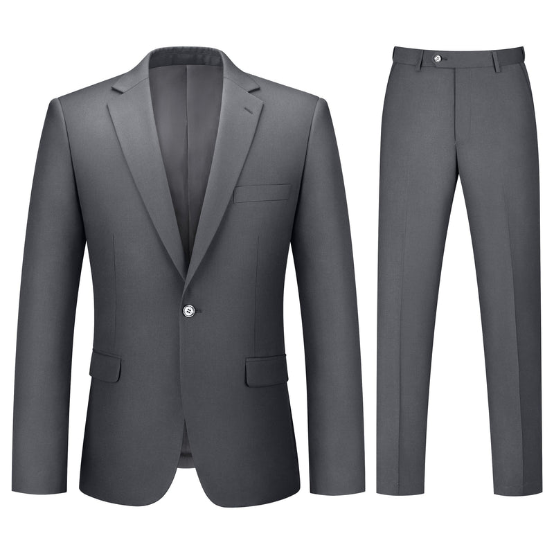 Mens Suit 2 Piece Suits for Men One Button Slim Fit Solid Jacket & Pants Tuxedo Set Business Wedding Party-9