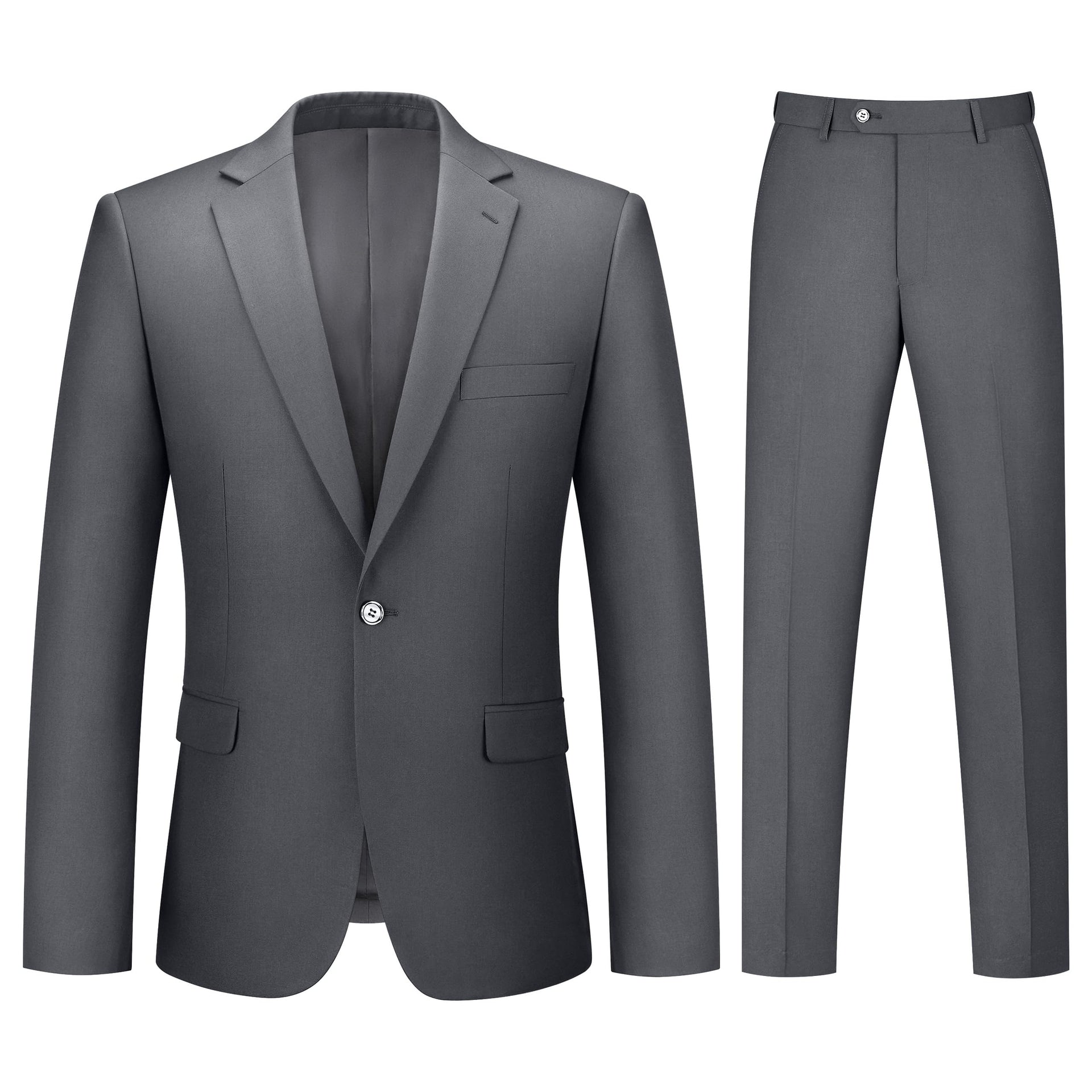 Mens Suit 2 Piece Suits for Men One Button Slim Fit Solid Jacket & Pants Tuxedo Set Business Wedding Party