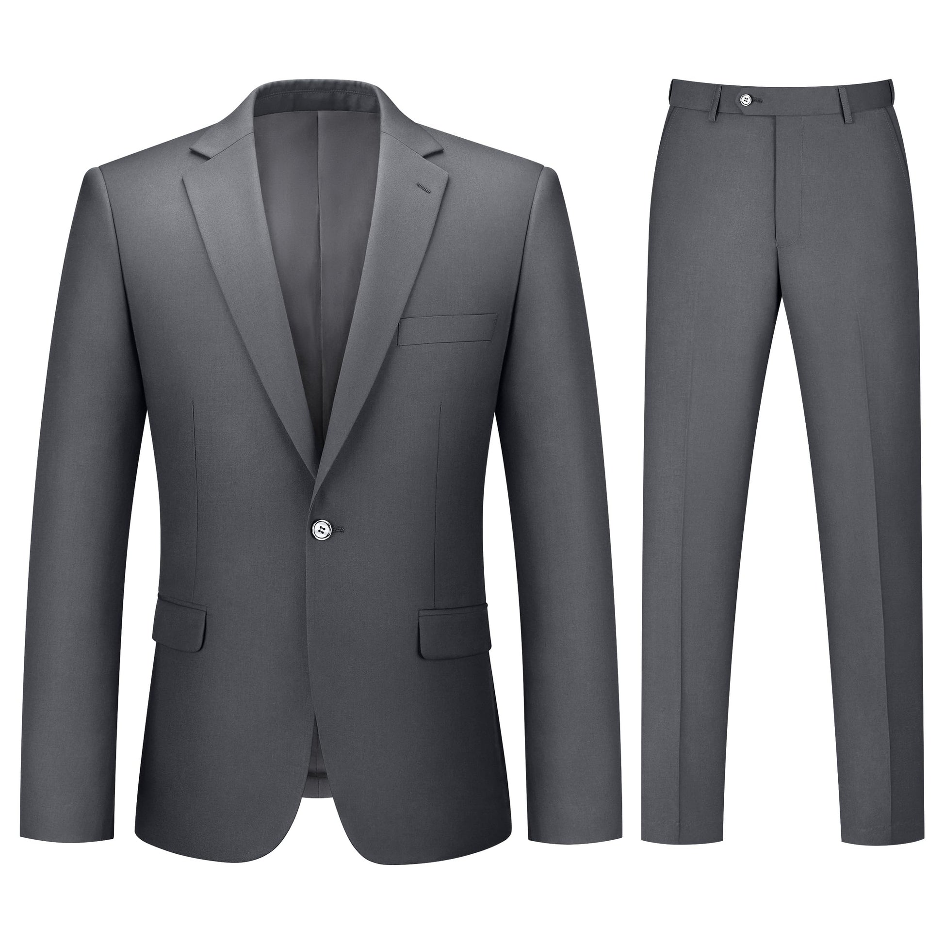 Mens Suit 2 Piece Suits for Men One Button Slim Fit Solid Jacket & Pants Tuxedo Set Business Wedding Party-42