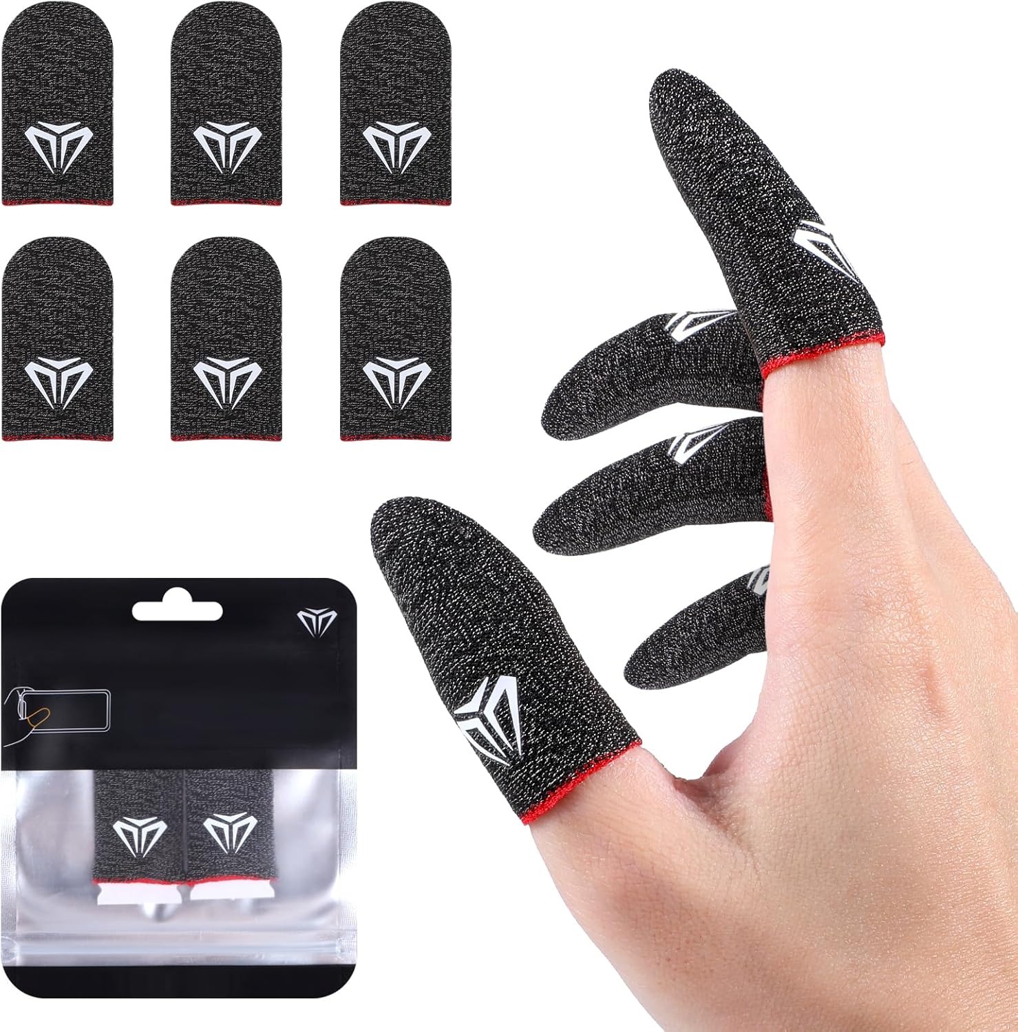 6 Pieces Gaming Finger Sleeves Anti Sweat Gaming Thumb Sleeve Silver Fiber Thin Mobile Finger Protectors Smooth Feel Gamer Gloves Accessories for Most Touchscreen Devices Tablet Phone