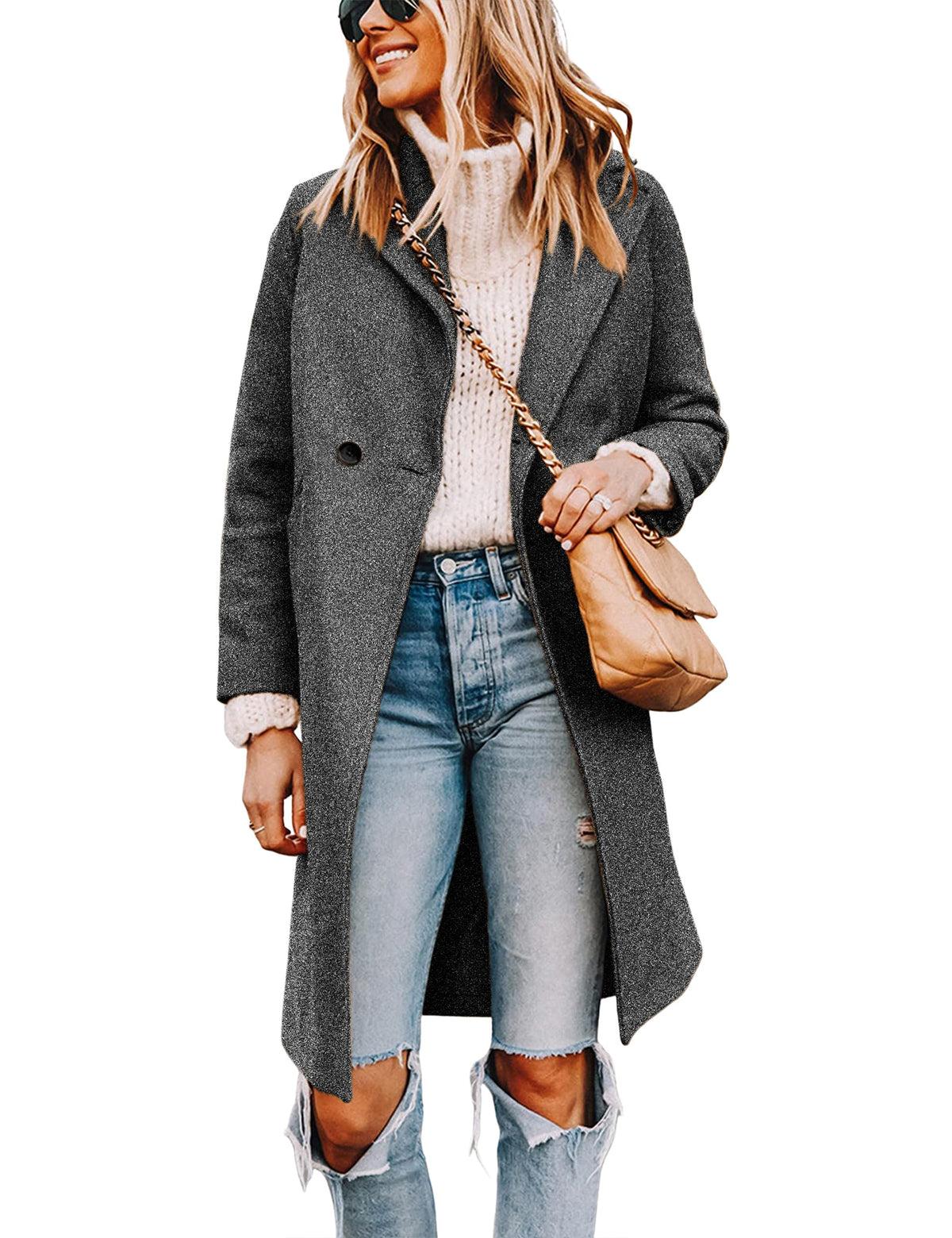 Tanming Women's Wool Pea Coats Long Trench Coats Jackets