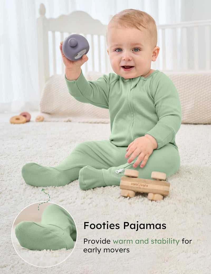 Yoofoss Baby Pajamas 100% Organic Cotton Baby Sleepers for Newborn 0-3 3-6 6-9 Months Boys Girl Clothes 3pcs Footed PJs