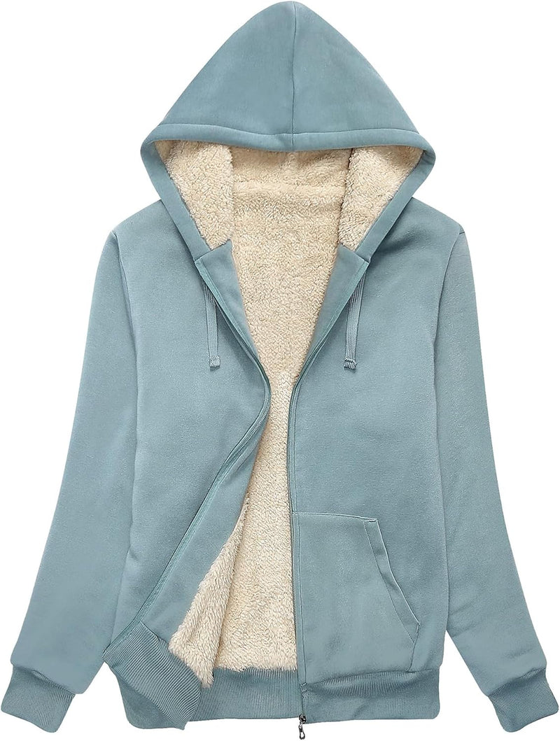 Little Beauty Womens Zip Up Hoodies Winter Thick Fleece Lined Hooded Jacket Casual Cozy Warm Sweatshirt Coat-11