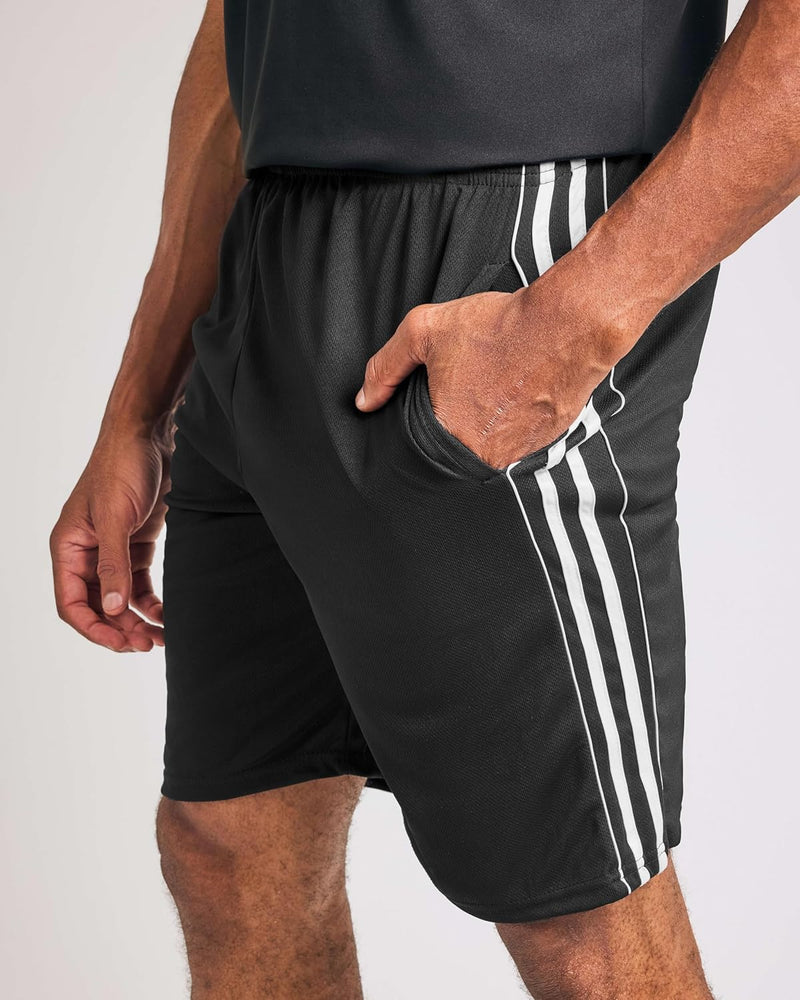 Real Essentials 5 Pack: Men’s 9" Mesh Shorts – Athletic Gym, Workout, Basketball, Running, Casual Lounge Activewear Pockets