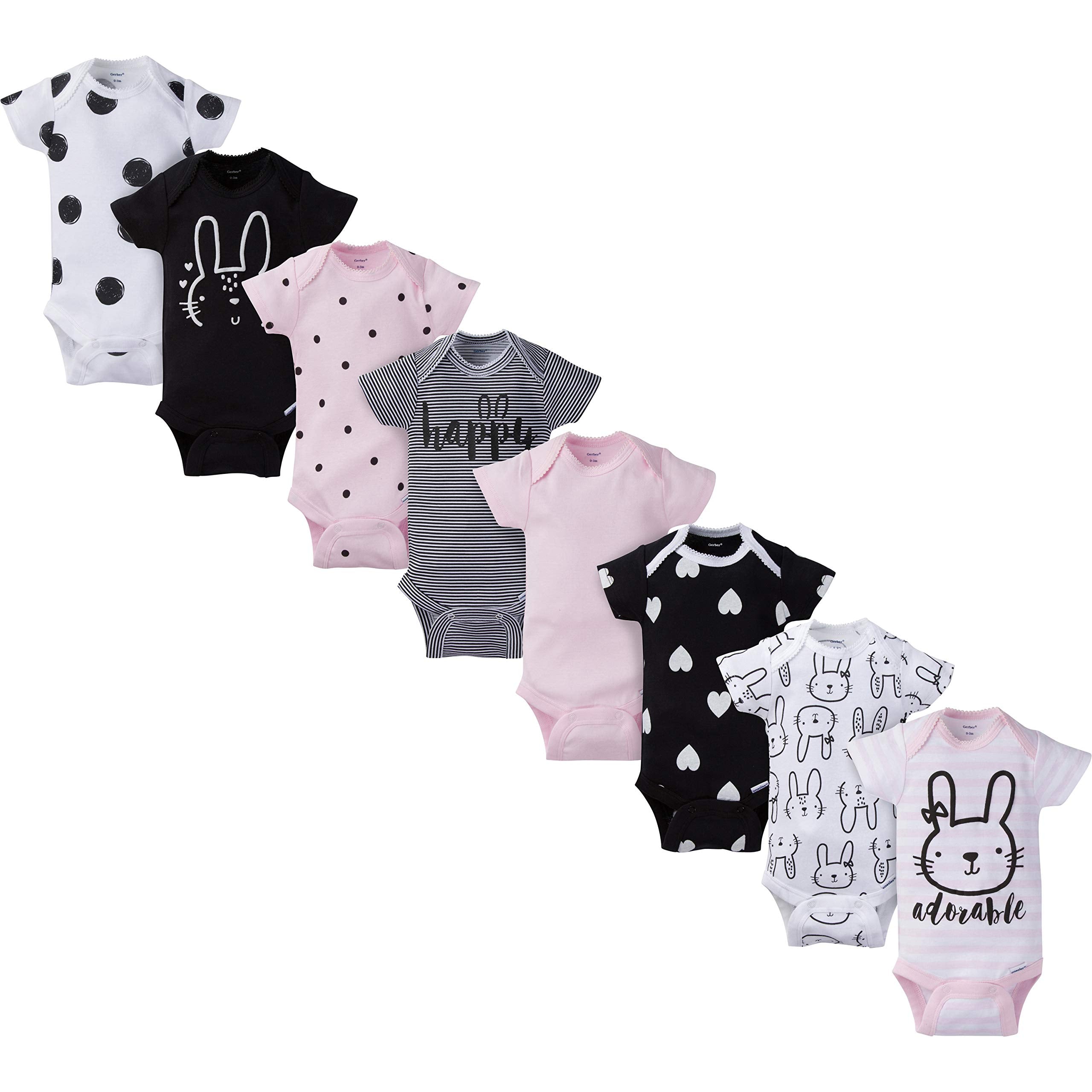 Gerber baby-girls 8-pack Short Sleeve Onesies Bodysuits