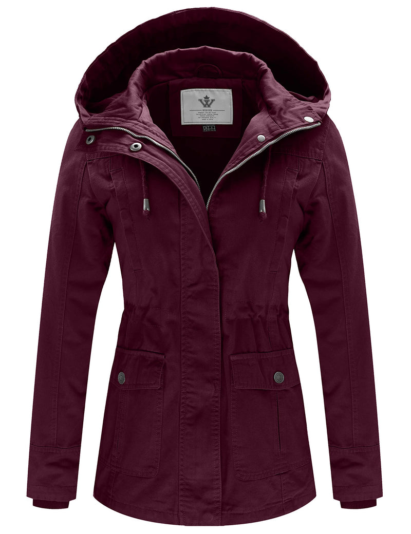WenVen Women's Cotton Military Jacket Lightweight Casual Anorak Coat with Hood-10