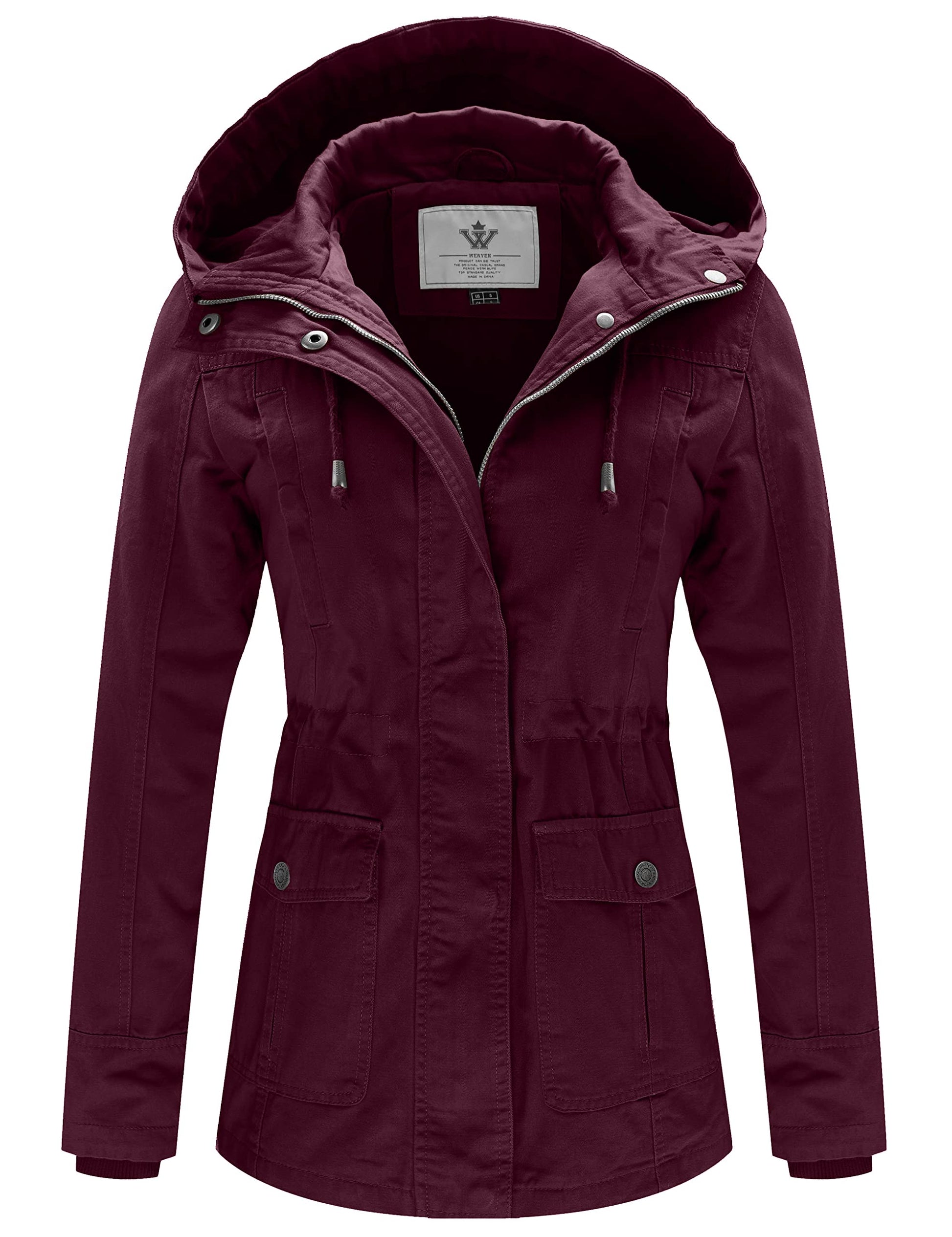 WenVen Women's Cotton Military Jacket Lightweight Casual Anorak Coat with Hood-38