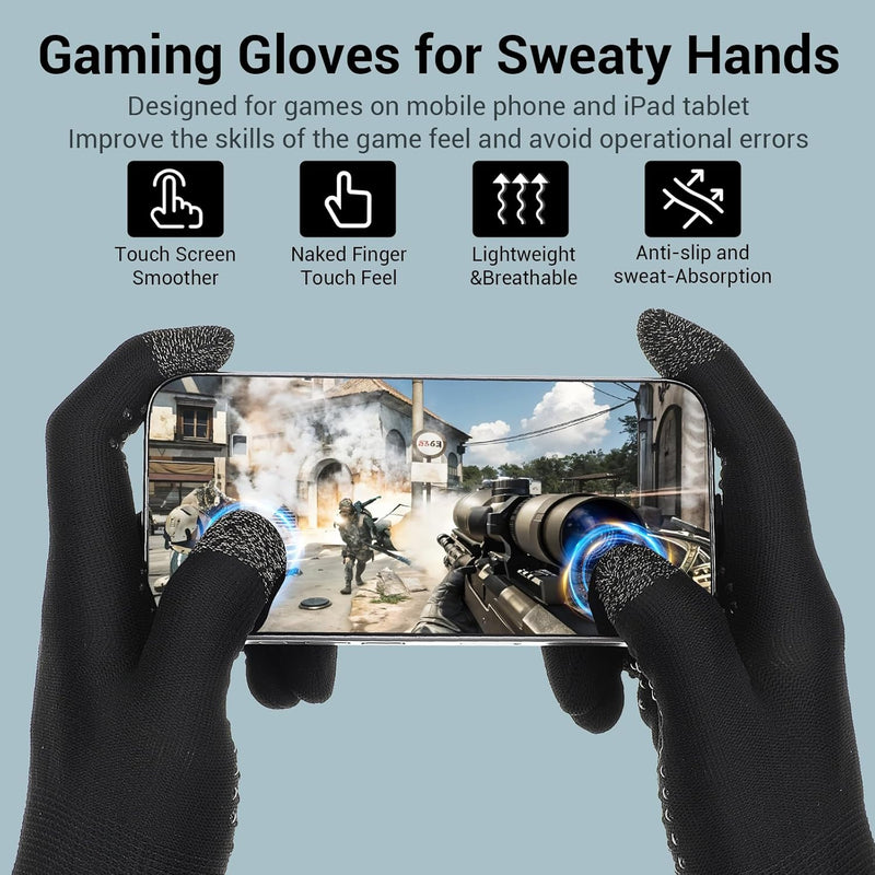 Ultra-Thin Mobile Gaming Gloves Touchscreen Gaming Gloves Anti-Sweat Mobile Finger Sleeve Breathable
