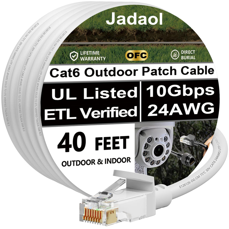 Jadaol Cat 6 Ethernet Cable 50 ft, 10Gbps Support Cat8 Cat7 Network, Flat RJ45 LAN Patch Cable, High-Speed Wired Internet Cable for Router, Modem, Switch, Gaming Consoles, PC, Streaming Devices, White