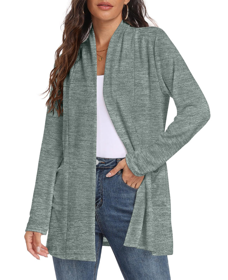 Womens Long Sleeve Lightweight Cardigan Open Front Casual Draped Cardigans with Pockets-39