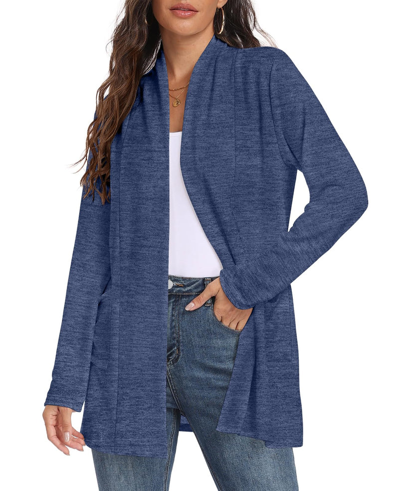 Womens Long Sleeve Lightweight Cardigan Open Front Casual Draped Cardigans with Pockets-31