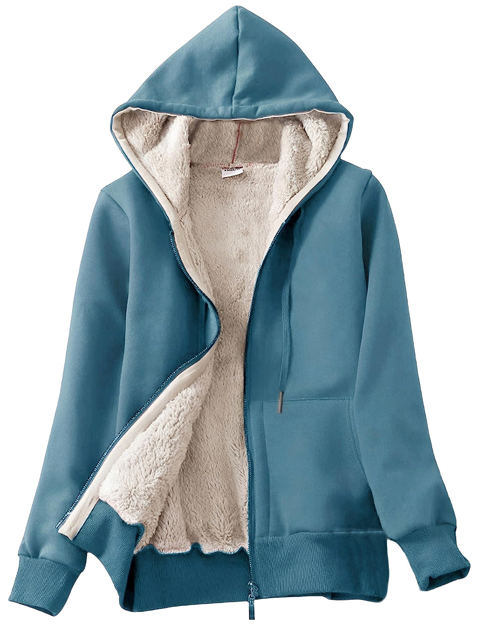 Yeokou Women's Casual Full Zip Up Sherpa Lined Hoodie Sweatshirt Jacket Coat-45