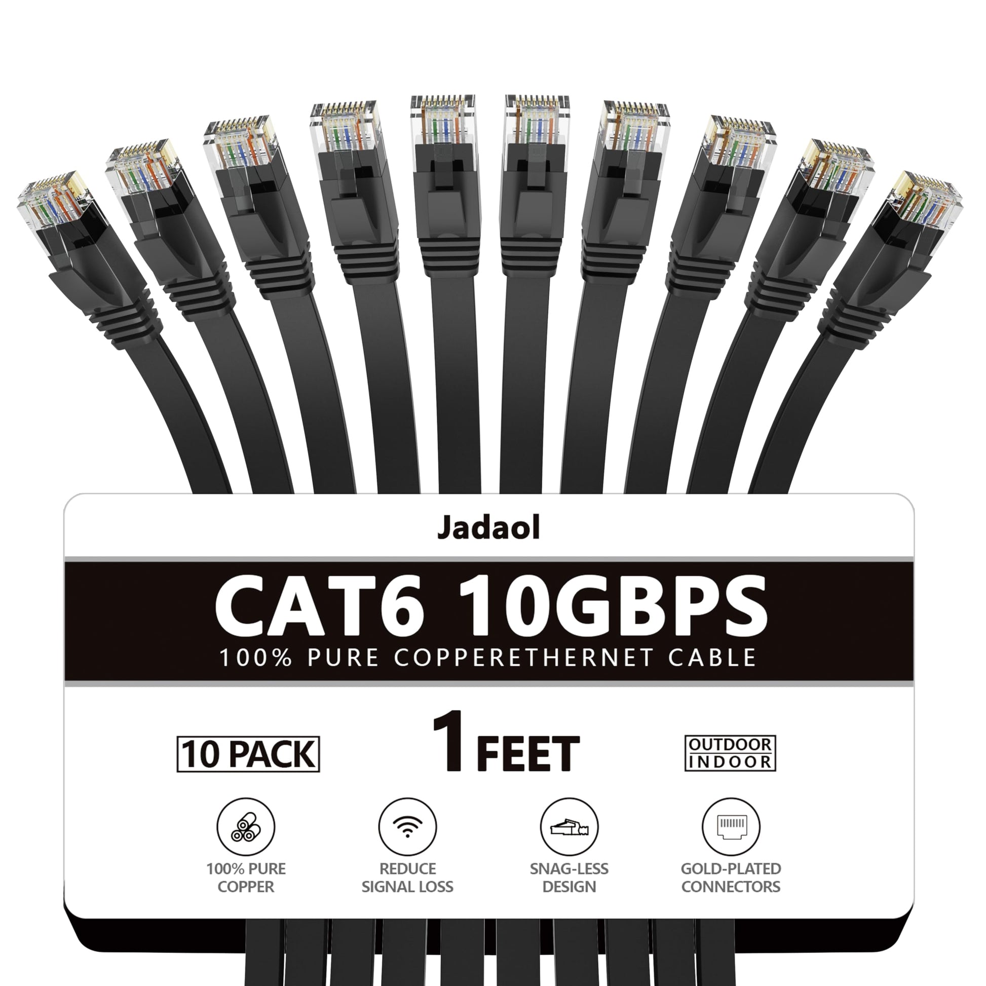 Jadaol Cat 6 Ethernet Cable 50 ft, 10Gbps Support Cat8 Cat7 Network, Flat RJ45 LAN Patch Cable, High-Speed Wired Internet Cable for Router, Modem, Switch, Gaming Consoles, PC, Streaming Devices, White
