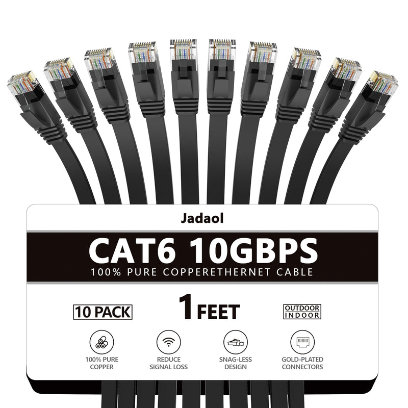 Jadaol Cat 6 Ethernet Cable 50 ft, 10Gbps Support Cat8 Cat7 Network, Flat RJ45 LAN Patch Cable, High-Speed Wired Internet Cable for Router, Modem, Switch, Gaming Consoles, PC, Streaming Devices, White