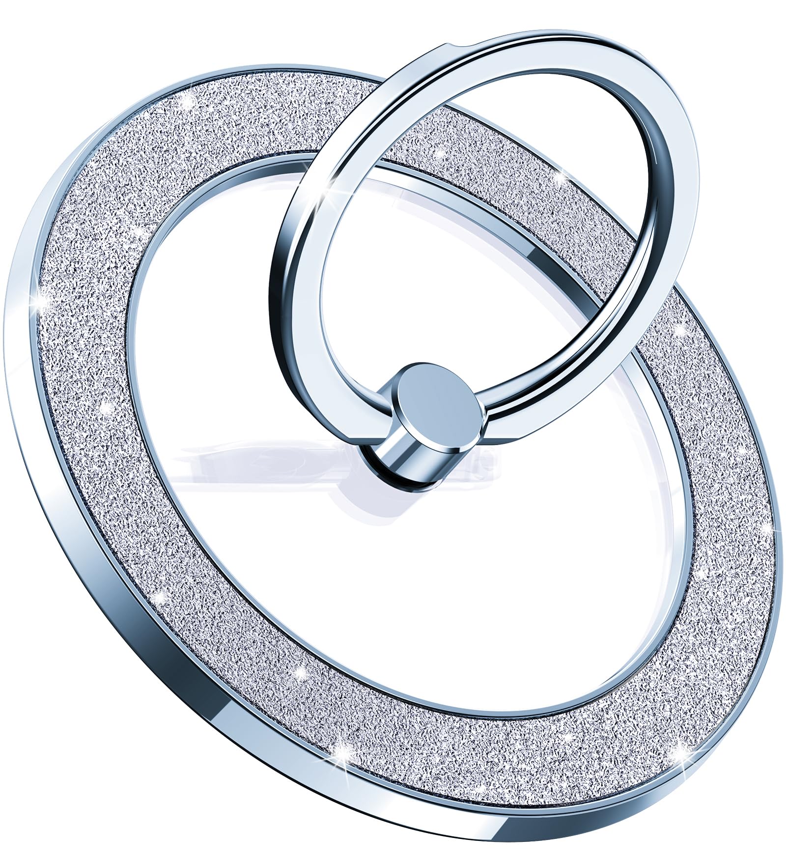 Magnetic Phone Ring Holder for MagSafe Cell Phone Grip Stand Finger Ring Stand Compatible with iPhone 17 16 15 14 13 12 Pro Max MagSafe Accessories Android. (Glitter Gold)