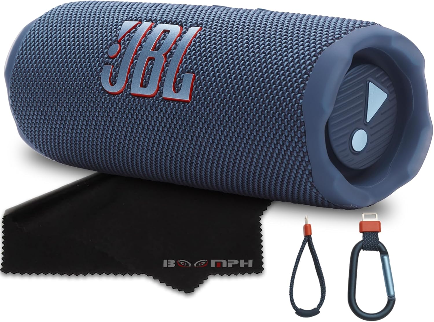 JBL Flip 7 Portable Bluetooth Speaker, IP68 Waterproof, Dustproof, Drop-Proof, PushLock System, AI Sound Boost, 16H Battery – Blue – Boomph's Comprehensive Ultimate Performance Cloth Solution