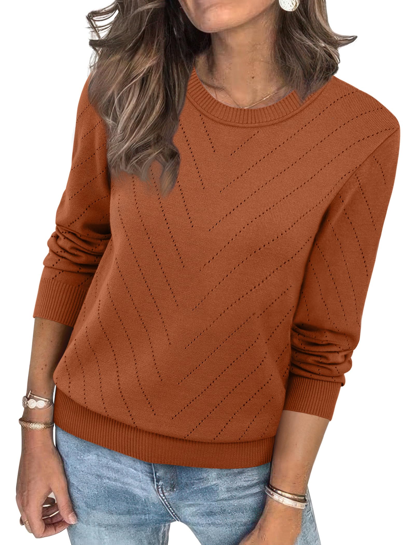 Sampeel Womens Sweaters Crew Neck Long Sleeve Tops Knit Soft Pullover Sweaters Cozy Dressy Casual Shirts Fashion Clothing-20