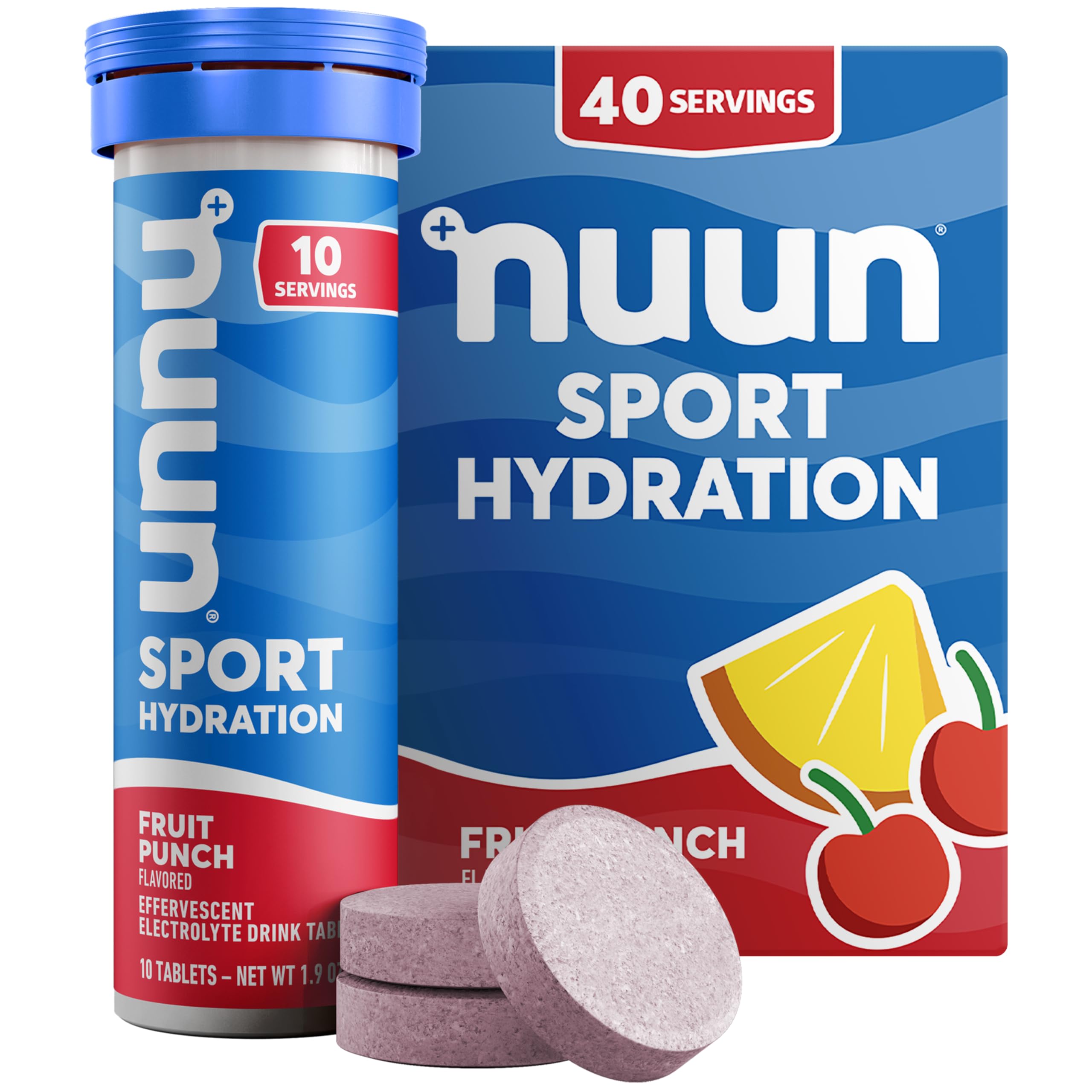 Nuun Sport Electrolyte Tablets with Magnesium, Calcium, Potassium, Chloride & Sodium, Gluten Free & Vegan, Tri-Berry, 4 Pack (40 Servings Total)
