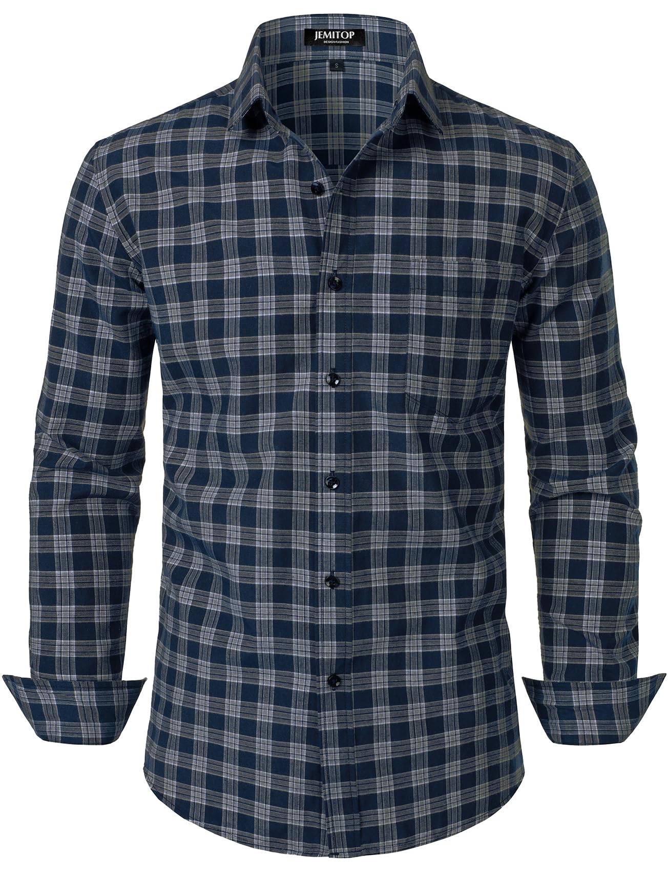 JEMITOP Men's Transitional Weather Slim Fit Long Sleeve Button Down Shirt Business Casual Dress Shirts with Pocket-94