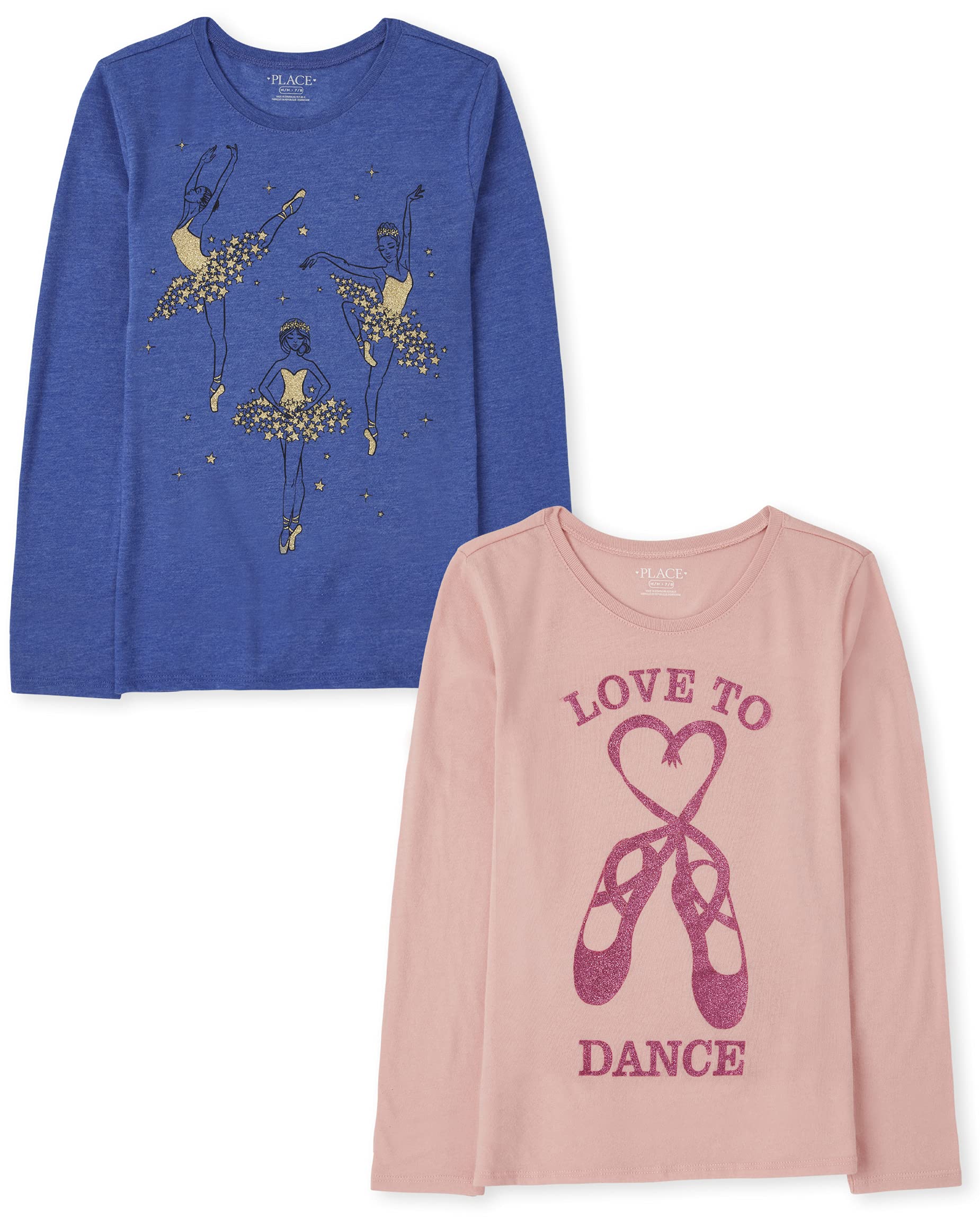 The Children's Place Girls Unicorns,Sports,Butterflies Long Sleeve Graphic T-Shirts,2 Pack